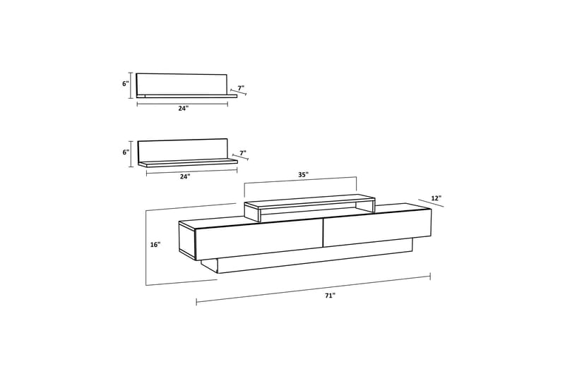 Rinorea Tv-møbelsett 180x40 cm - Hvit - Møbler - Mediamøbel & tv møbel - TV-møbelsett