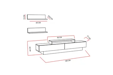 Rinorea Tv-møbelsett 180x40 cm - Hvit - Møbler - Mediamøbel & tv møbel - TV-møbelsett