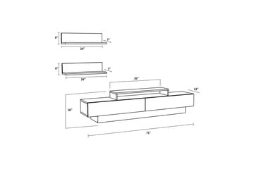 Rinorea Tv-møbelsett 180x40 cm - Hvit - Møbler - Mediamøbel & tv møbel - TV-møbelsett