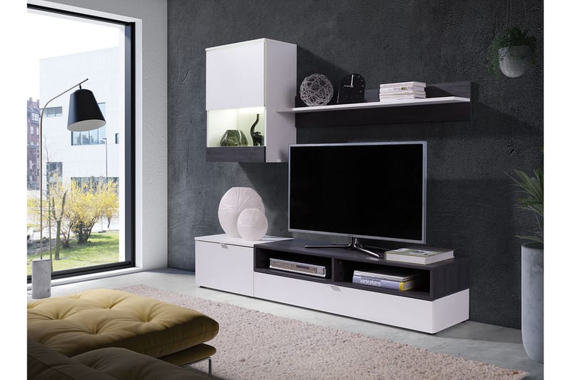 Roco Mediamøbler & LED - Hvit - TV-møbelsett