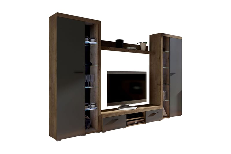 Rumba TV-møbelsett 300x34x190 cm - Beige / Brun - TV-møbelsett