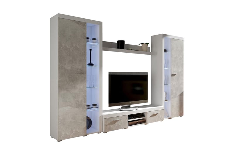 Rumba TV-møbelsett 300x34x190 cm - Hvit - Møbler - Mediamøbel & tv møbel - TV-møbelsett