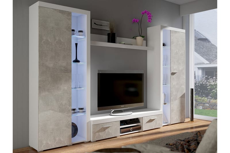 Rumba TV-møbelsett 300x34x190 cm - Hvit - Møbler - Mediamøbel & tv møbel - TV-møbelsett