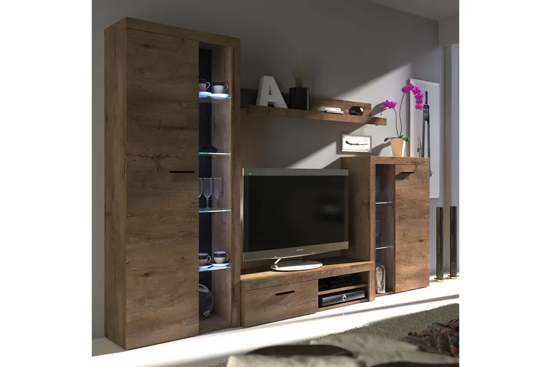 Rumba TV-møbelsett, Brun