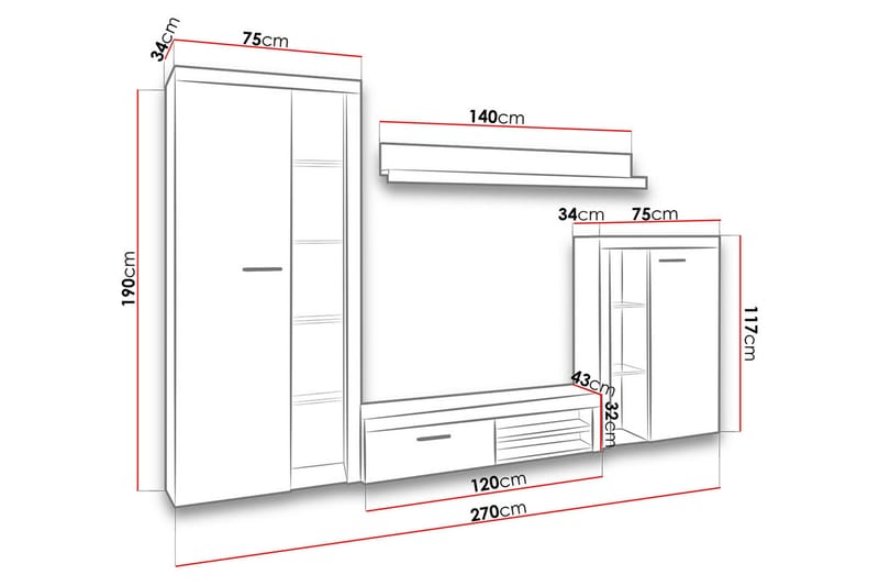 Rumba TV-møbelsett - Hvit - Møbler - Mediamøbel & tv møbel - TV-møbelsett