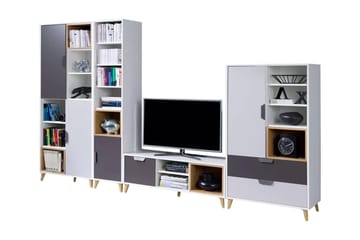 Sayuki Tv-Møbelsett 120 cm - Hvit/Grå - Møbler - Mediamøbel & tv møbel - TV-møbelsett