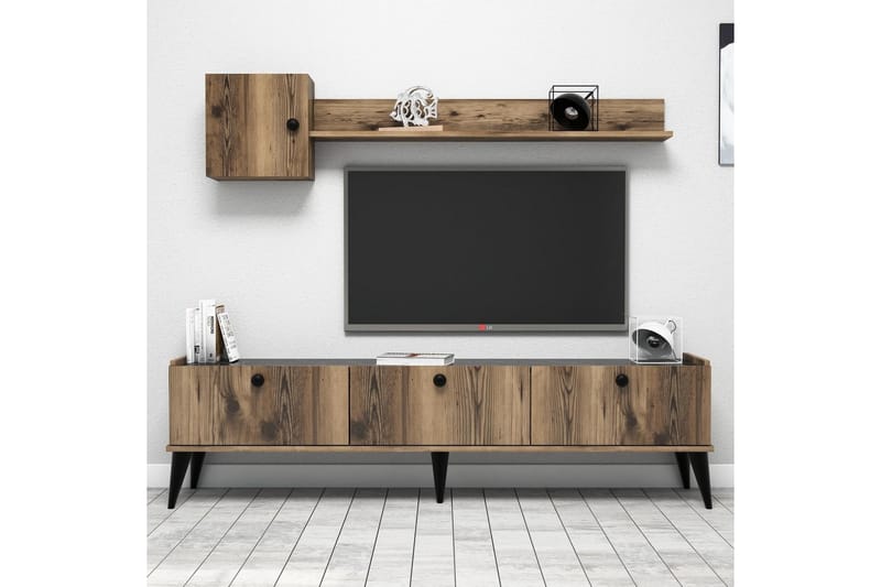 Sharod TV-møbelsett 180 cm - Valnøtt / Marmor - Møbler - Mediamøbel & tv møbel - TV-møbelsett