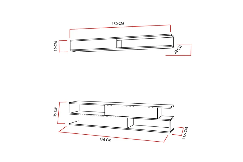 Simsaur TV-benk med Hylle - Møbler - Mediamøbel & tv møbel - TV-møbelsett