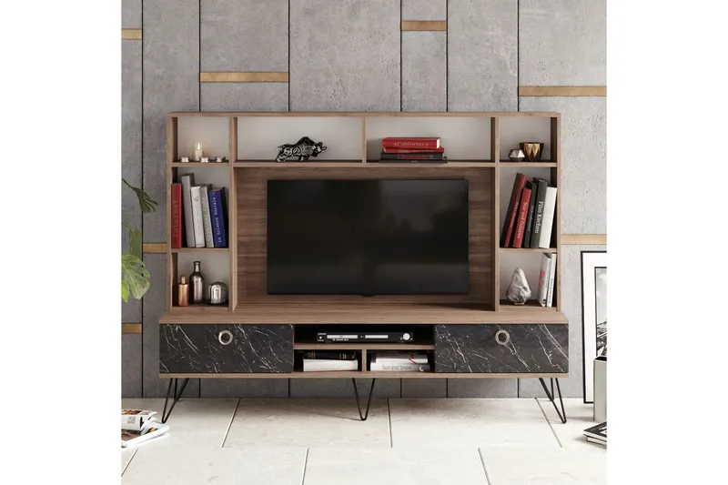 Sincerely TV-Møbelsett 180 cm - Valnøtt|Svart - Møbler - Mediamøbel & tv møbel - TV-møbelsett