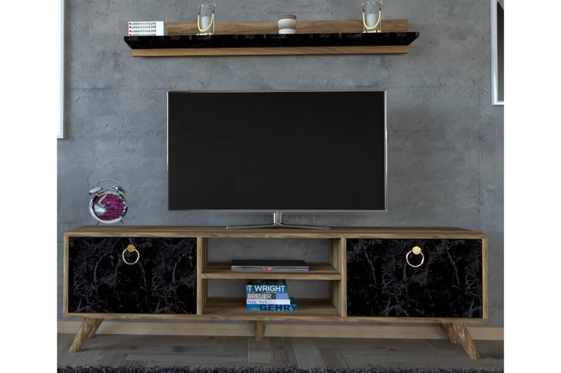 Slivata TV-møbelsett 160 cm - Mørkebrun - TV-møbelsett