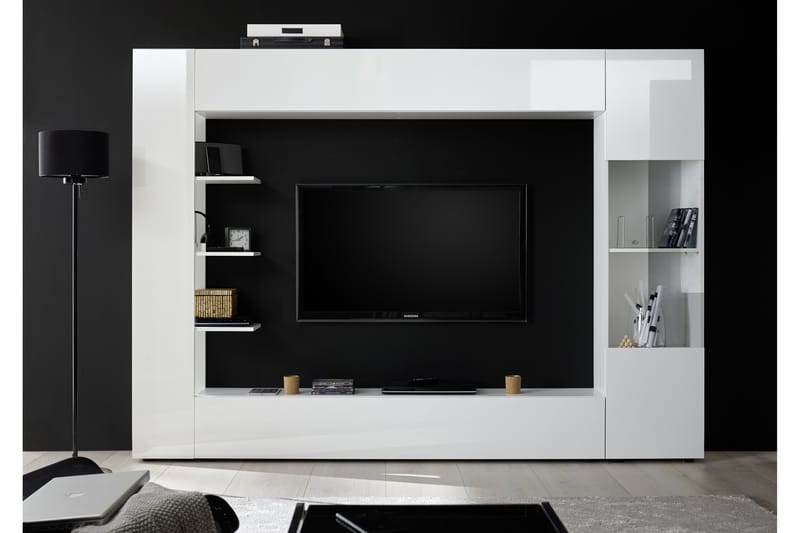 Sorano Veggkombinasjon 295 cm - Hvit - TV-møbelsett
