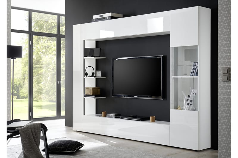 Sorano Veggkombinasjon 295 cm - Hvit - Møbler - Mediamøbel & tv møbel - TV-møbelsett