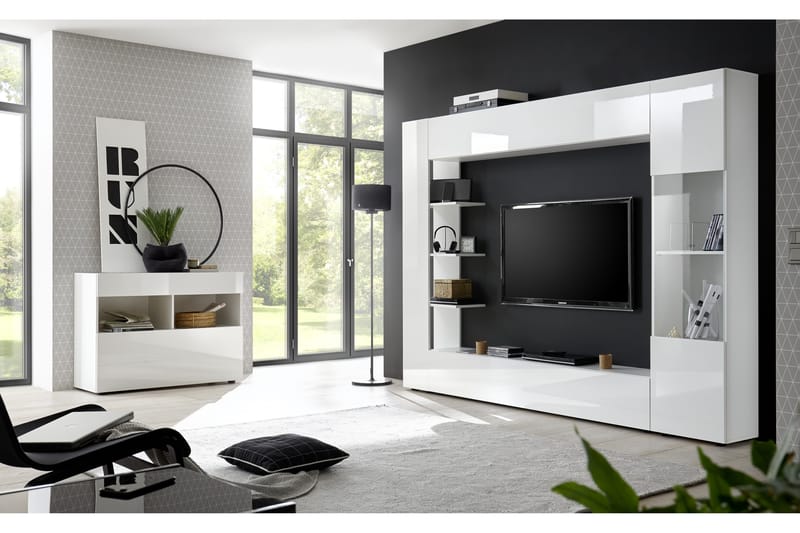 Sorano Veggkombinasjon 295 cm - Hvit - Møbler - Mediamøbel & tv møbel - TV-møbelsett