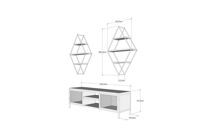 Tebbs TV-møbelsett 150 cm - Tre / Natur / Svart - Møbler - Mediamøbel & tv møbel - TV-møbelsett