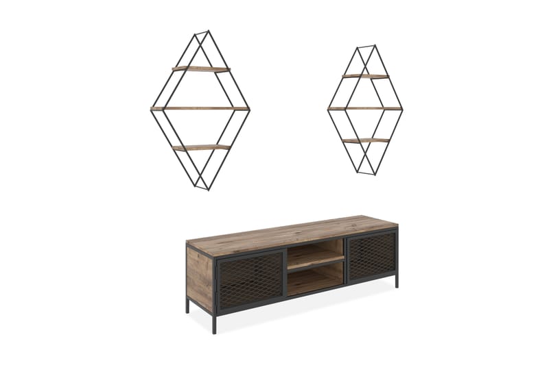 Tebbs TV-møbelsett 150 cm - Tre / Natur / Svart - Møbler - Mediamøbel & tv møbel - TV-møbelsett