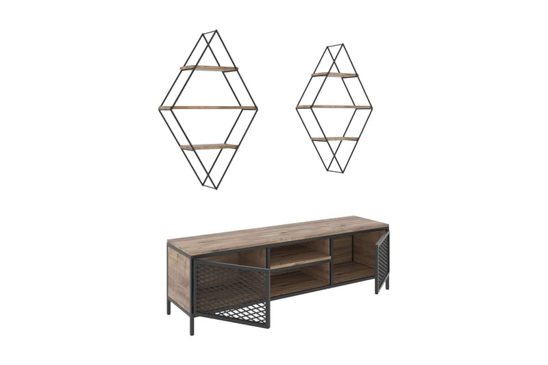 Tebbs TV-møbelsett 150 cm - Tre / Natur / Svart - Møbler - Mediamøbel & tv møbel - TV-møbelsett