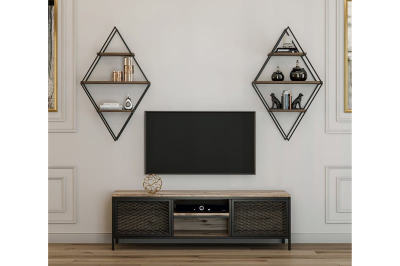 Tebbs TV-møbelsett 150 cm - Tre / Natur / Svart - Møbler - Mediamøbel & tv møbel - TV-møbelsett