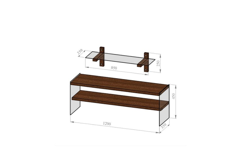 Teenie TV-møbelsett 45 cm - Valnøtt - Møbler - Mediamøbel & tv møbel - TV-møbelsett
