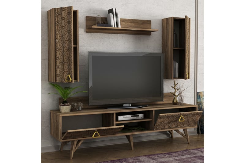 Tera Home TV-benk/Vegghyller Dekorert - TV-møbelsett