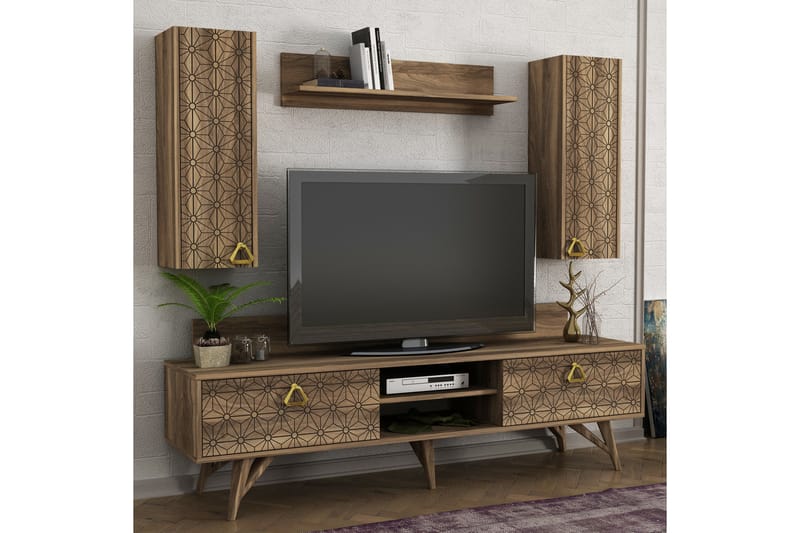 Tera Home TV-benk/Vegghyller Dekorert - TV-møbelsett