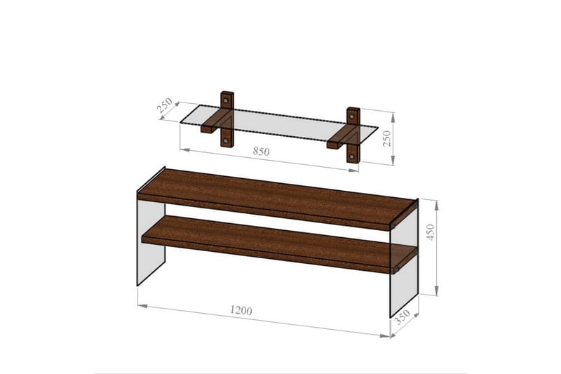 Tomassoni TV-møbelsett 45 cm - Valnøtt - Møbler - Mediamøbel & tv møbel - TV-møbelsett