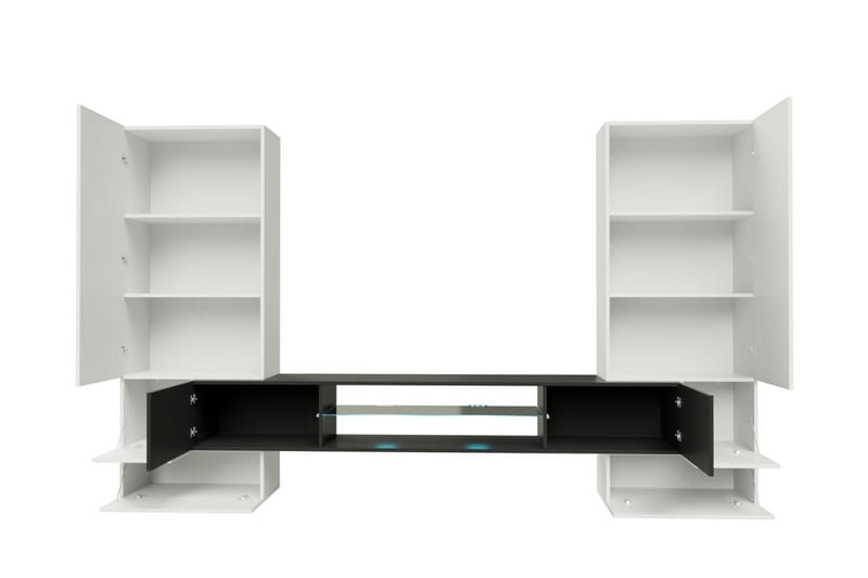 Tori Mediamøbler & LED 278x46x162 cm - Svart / Hvit - TV-møbelsett