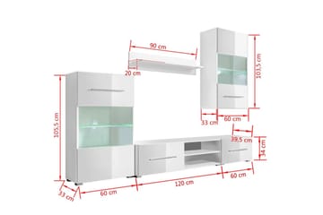 TV-møbel med skap og LED-lys 5 deler hvit - Hvit - Møbler - Mediamøbel & tv møbel - TV-møbelsett