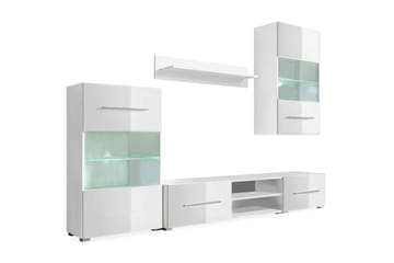 TV-møbel med skap og LED-lys 5 deler hvit - Hvit - Møbler - Mediamøbel & tv møbel - TV-møbelsett