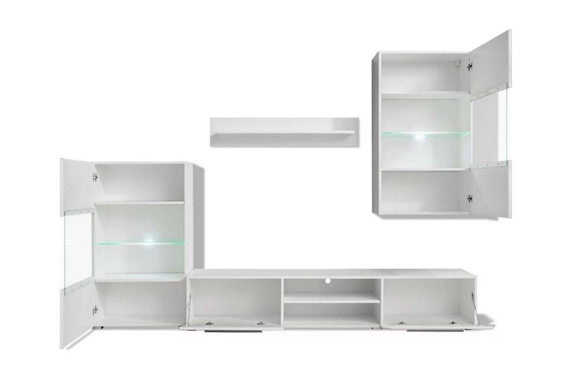 TV-møbel med skap og LED-lys 5 deler hvit - Hvit - Møbler - Mediamøbel & tv møbel - TV-møbelsett