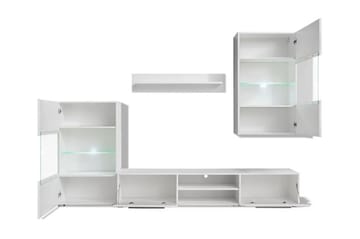 TV-møbel med skap og LED-lys 5 deler hvit - Hvit - Møbler - Mediamøbel & tv møbel - TV-møbelsett