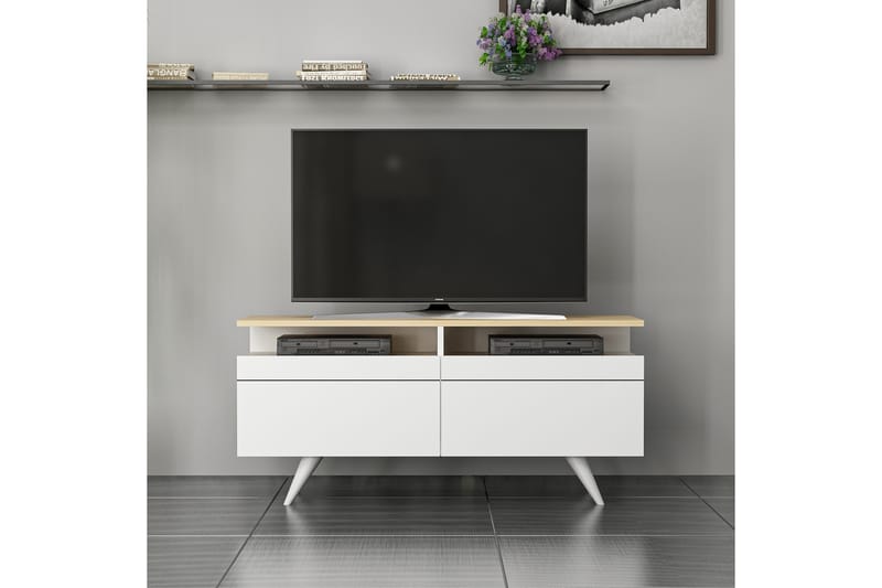 TV-møbelsett 35x150 cm 2 Skap - Natur/Hvit - Møbler - Mediamøbel & tv møbel - TV-møbelsett