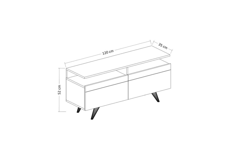 TV-møbelsett 35x150 cm 2 Skap - Natur/Hvit - Møbler - Mediamøbel & tv møbel - TV-møbelsett