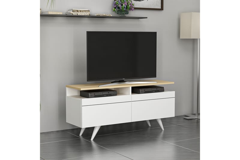 TV-møbelsett 35x150 cm 2 Skap - Natur/Hvit - Møbler - Mediamøbel & tv møbel - TV-møbelsett