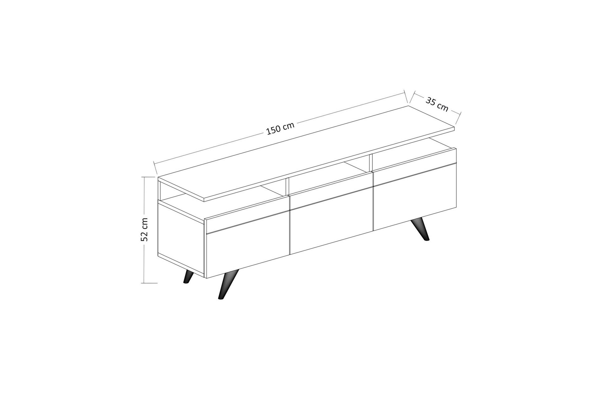TV-møbelsett 35x150 cm 3 Skap - Hvit - Møbler - Mediamøbel & tv møbel - TV-møbelsett
