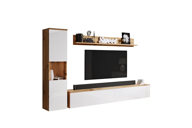 Tv-møbelsett - Natur/Hvit - Møbler - Mediamøbel & tv møbel - TV-møbelsett