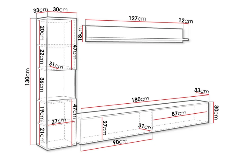 Tv-møbelsett - Natur/Hvit - Møbler - Mediamøbel & tv møbel - TV-møbelsett
