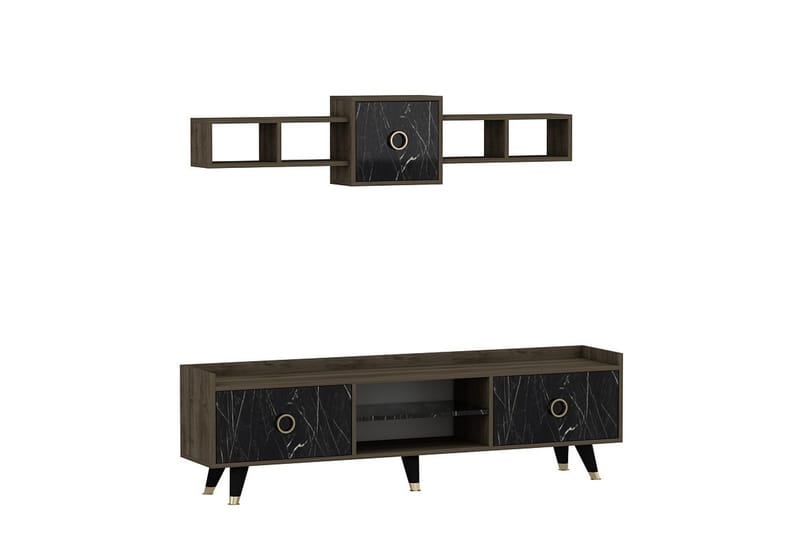 Velimel TV-møbelsett 180 cm - Natur / Svart - Møbler - Mediamøbel & tv møbel - TV-møbelsett