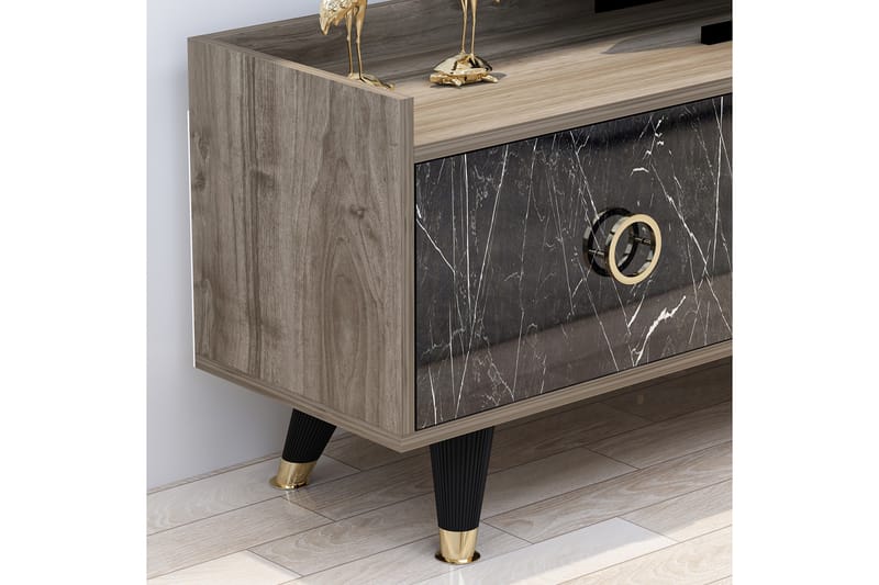 Velimel TV-møbelsett 180 cm - Natur / Svart - Møbler - Mediamøbel & tv møbel - TV-møbelsett