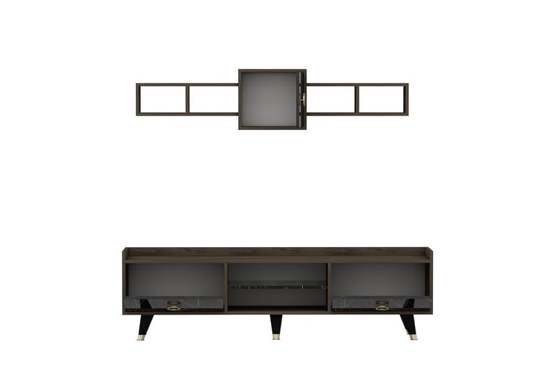 Velimel TV-møbelsett 180 cm - Natur / Svart - Møbler - Mediamøbel & tv møbel - TV-møbelsett