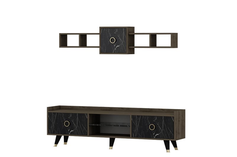 Velimel TV-møbelsett 180 cm - Natur / Svart - Møbler - Mediamøbel & tv møbel - TV-møbelsett