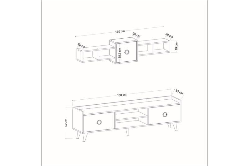 Velimel TV-møbelsett 180 cm - Natur / Svart - Møbler - Mediamøbel & tv møbel - TV-møbelsett
