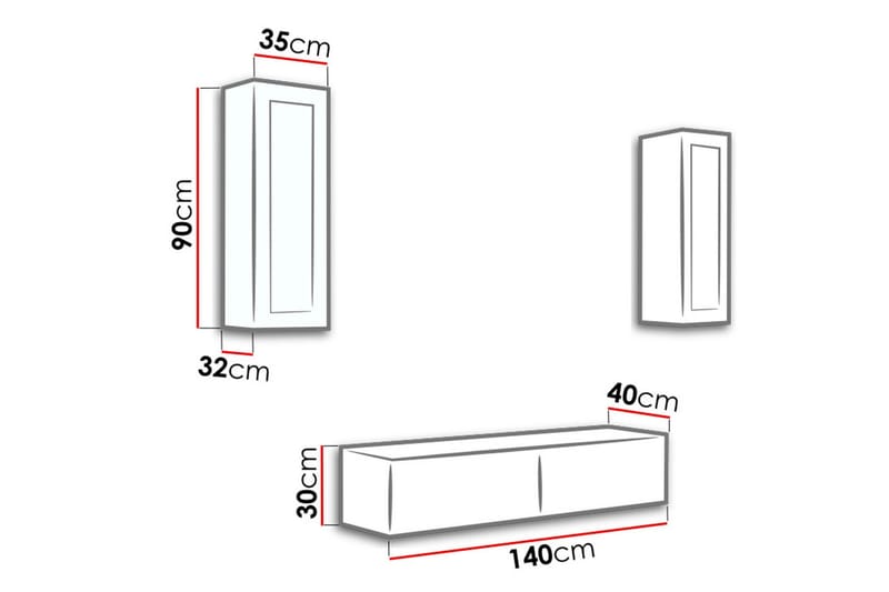 Vigo TV-møbelsett 210x40x180 cm - Møbler - Mediamøbel & tv møbel - TV-møbelsett
