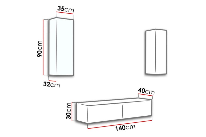 Vigo TV-møbelsett 210x40x180 cm - Møbler - Mediamøbel & tv møbel - TV-møbelsett