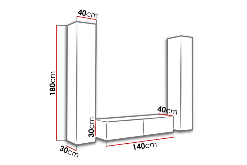 Vigo TV-møbelsett 220x40x180 cm - Møbler - Mediamøbel & tv møbel - TV-møbelsett