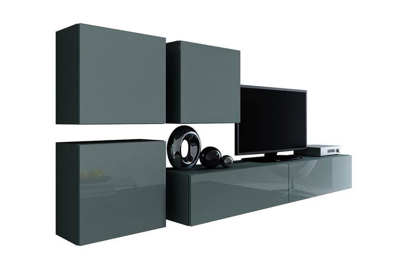 Vigo TV-møbelsett 230x40x180 cm - Hvit - TV-møbelsett