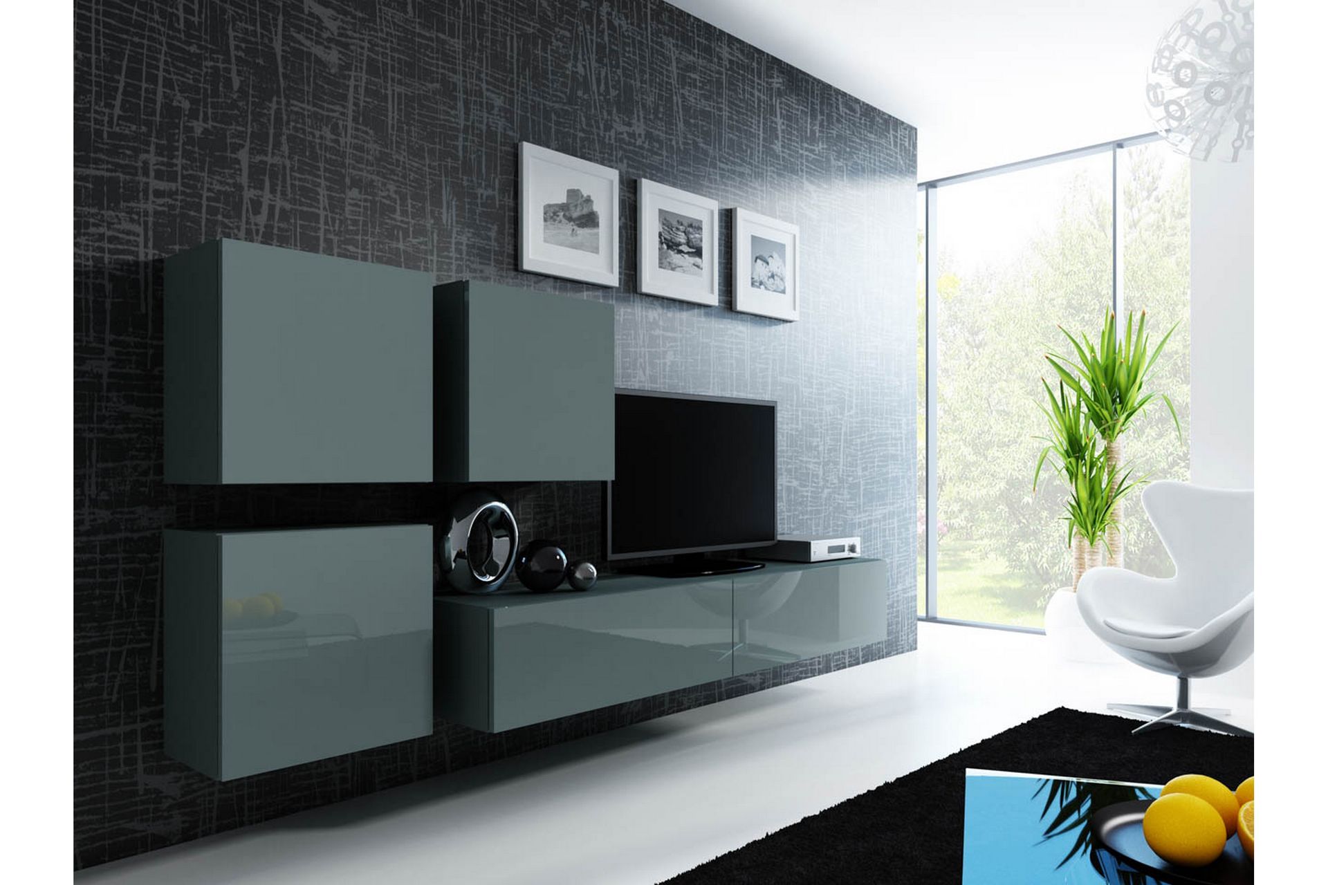 Vigo TV-møbelsett 230x40x180 cm - Hvit - Møbler - Mediamøbel & tv møbel - TV-møbelsett