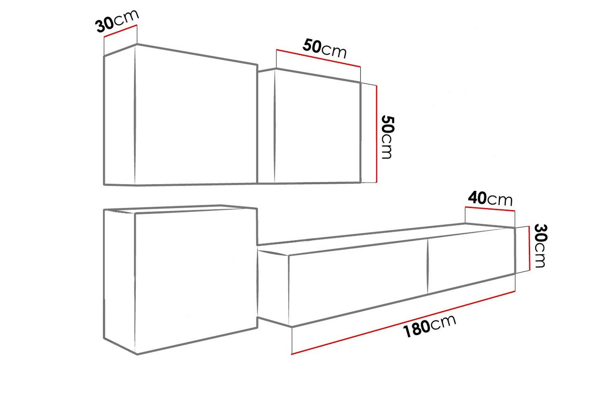 Vigo TV-møbelsett 230x40x180 cm - Hvit - Møbler - Mediamøbel & tv møbel - TV-møbelsett