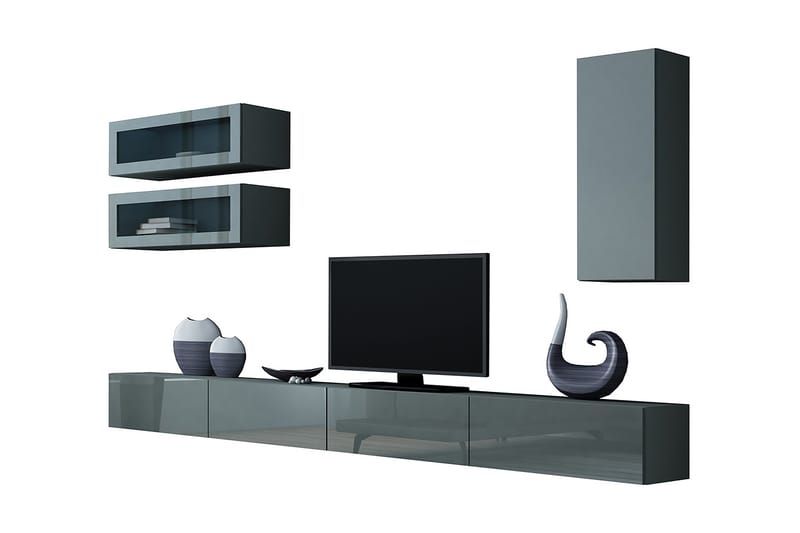 Vigo TV-møbelsett 280x40x180 cm - Grå - Møbler - Mediamøbel & tv møbel - TV-møbelsett