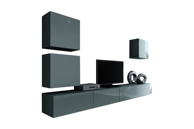 Vigo TV-møbelsett 280x40x180 cm - Grå - Møbler - Mediamøbel & tv møbel - TV-møbelsett