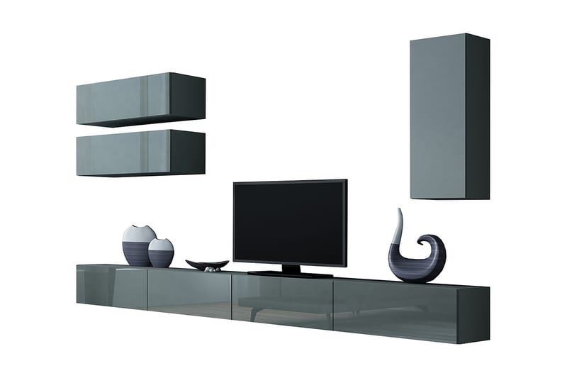 Vigo TV-møbelsett 280x40x180 cm - Grå - Møbler - Mediamøbel & tv møbel - TV-møbelsett
